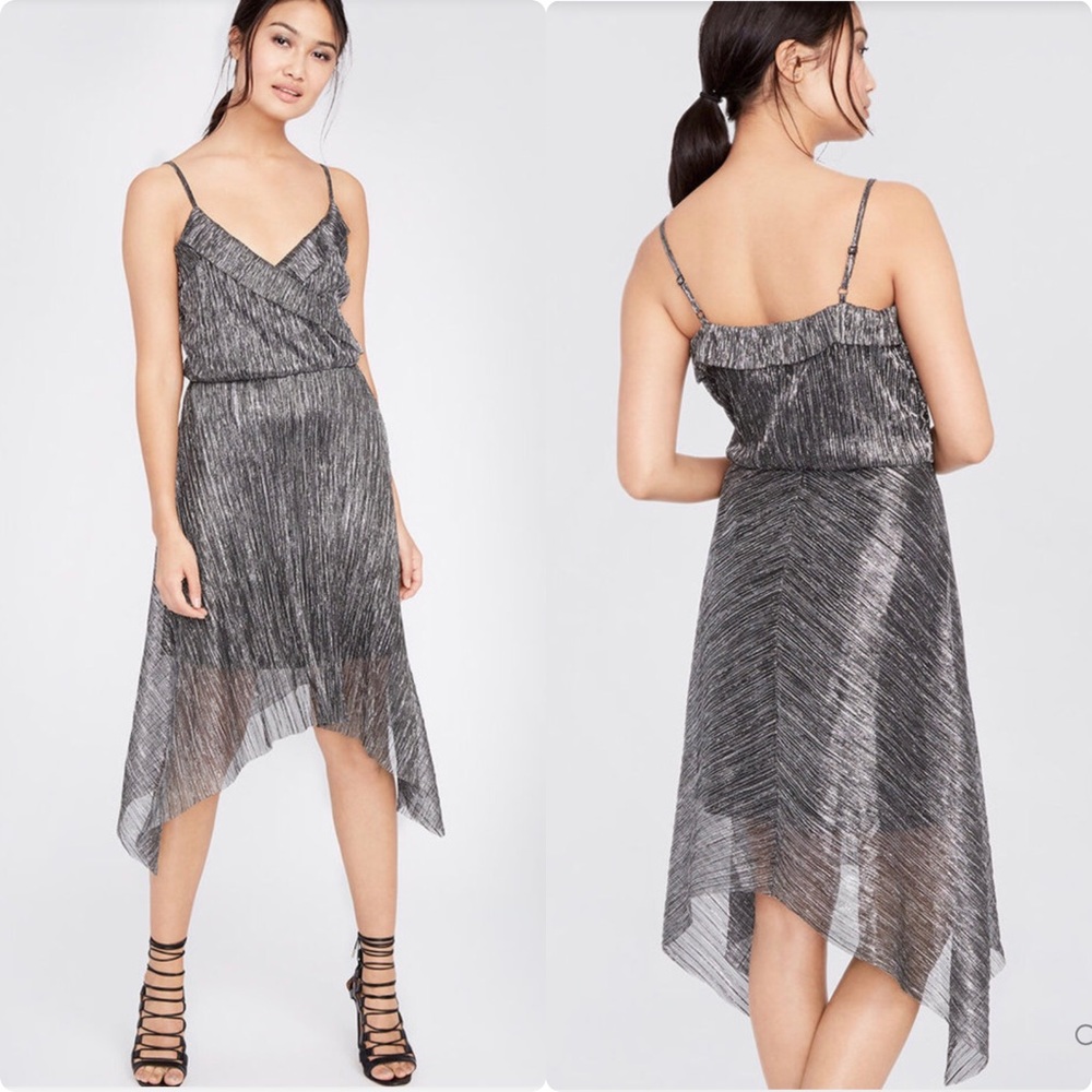 Rachel Roy Metallic Pleated Dress